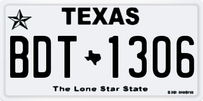 TX license plate BDT1306
