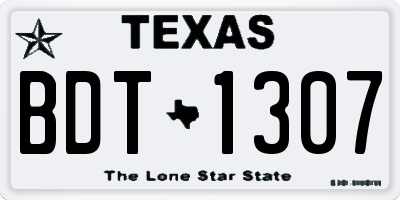 TX license plate BDT1307