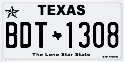 TX license plate BDT1308