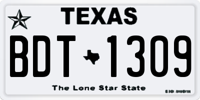 TX license plate BDT1309