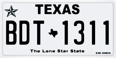 TX license plate BDT1311