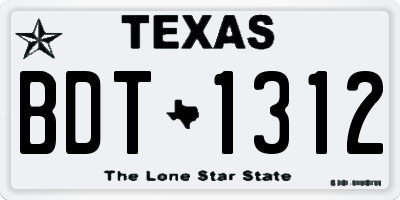 TX license plate BDT1312