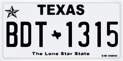 TX license plate BDT1315