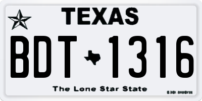 TX license plate BDT1316