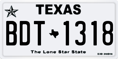 TX license plate BDT1318