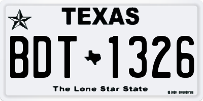 TX license plate BDT1326