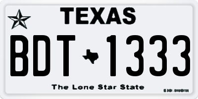 TX license plate BDT1333