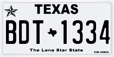 TX license plate BDT1334