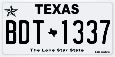 TX license plate BDT1337