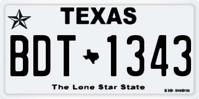 TX license plate BDT1343