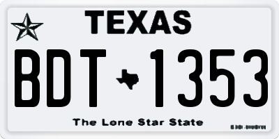 TX license plate BDT1353