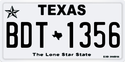 TX license plate BDT1356