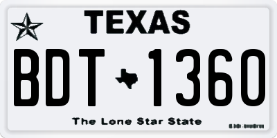 TX license plate BDT1360
