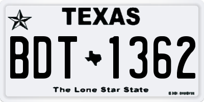 TX license plate BDT1362