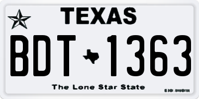 TX license plate BDT1363