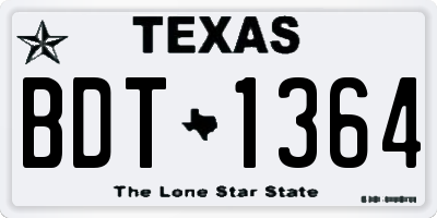 TX license plate BDT1364