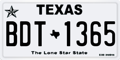 TX license plate BDT1365