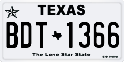 TX license plate BDT1366