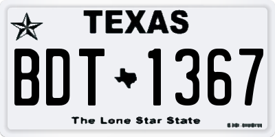 TX license plate BDT1367