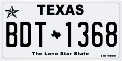 TX license plate BDT1368