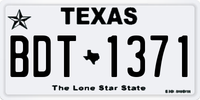 TX license plate BDT1371