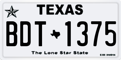 TX license plate BDT1375