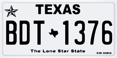 TX license plate BDT1376