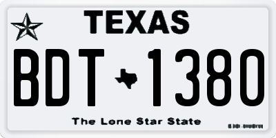 TX license plate BDT1380