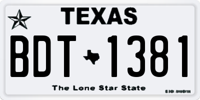 TX license plate BDT1381