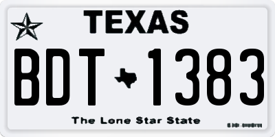 TX license plate BDT1383