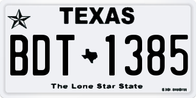 TX license plate BDT1385