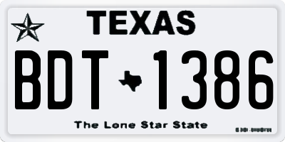 TX license plate BDT1386