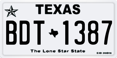 TX license plate BDT1387