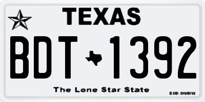 TX license plate BDT1392