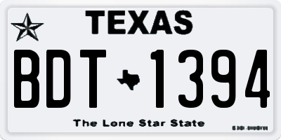 TX license plate BDT1394