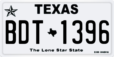 TX license plate BDT1396