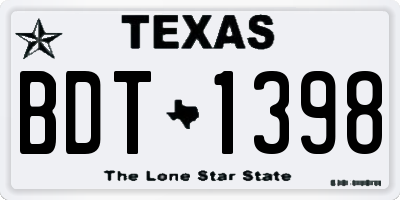 TX license plate BDT1398