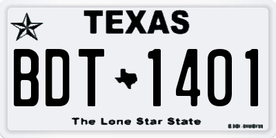 TX license plate BDT1401