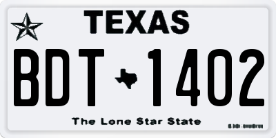 TX license plate BDT1402