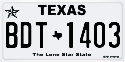 TX license plate BDT1403