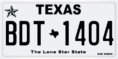 TX license plate BDT1404