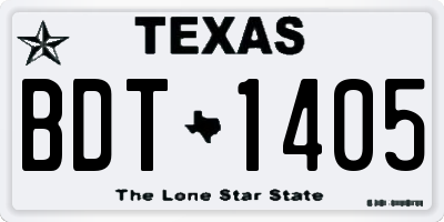 TX license plate BDT1405