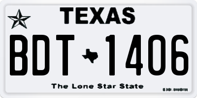 TX license plate BDT1406