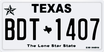 TX license plate BDT1407