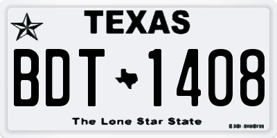 TX license plate BDT1408