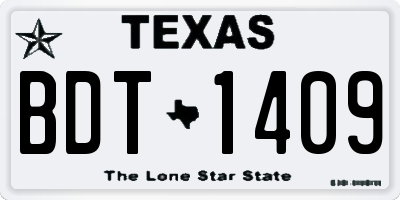 TX license plate BDT1409