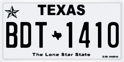 TX license plate BDT1410