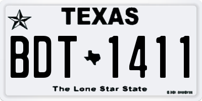 TX license plate BDT1411