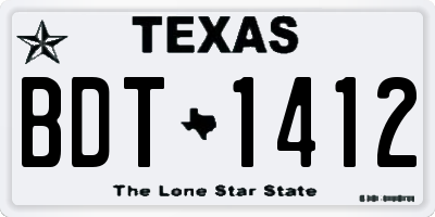 TX license plate BDT1412
