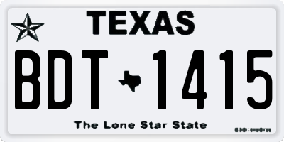 TX license plate BDT1415